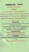 Clarendon Cafe menu