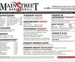 Mainstreet And Grill menu