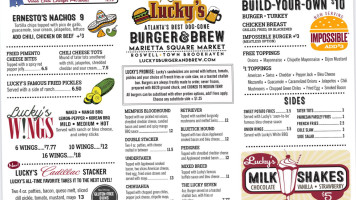 Lucky's Burger And Brew menu