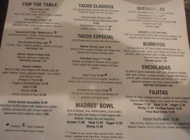 Madres' Mexican menu
