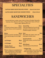Captain Missy's menu