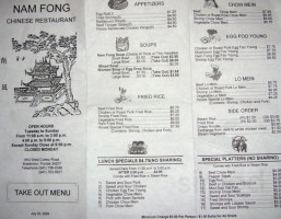Nam Fong Incorporated menu