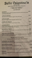 Bello Valentino's menu