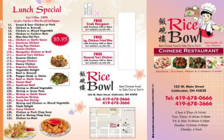Rice Bowl menu