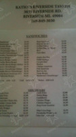 Riverside Tavern menu