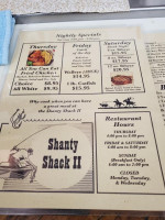 Shanty Shack menu