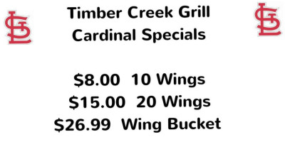 Timber Creek Grill menu