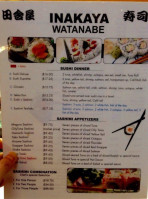 Inakaya Watanabe menu
