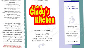A Taste Of Cindy's Kitchen menu