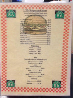 Cafe 86 menu