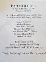 Farmhouse General Store And Cafe menu