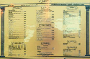 Yummy's Greek menu