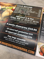 In Out Shawarma menu