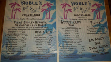 Noble's Grill menu
