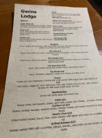 Gwin's Lodge Restaurant/bar menu