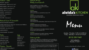 Aleidas Kitchen menu