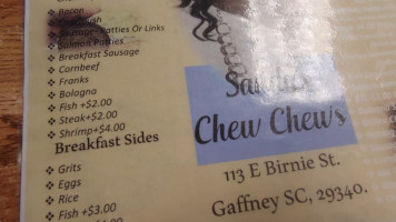 Sandy’s Chew Chew’s menu