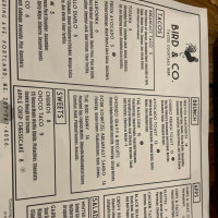 Bird Co menu