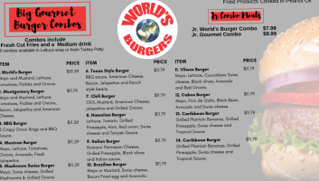 World’s Burgers menu