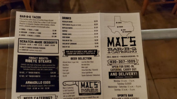 Mac's Bbq Catering- Fredericksburg, Tx menu