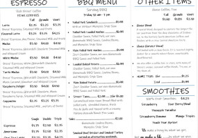 Red White And Brew Coffee Co menu