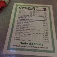 Greeny's menu
