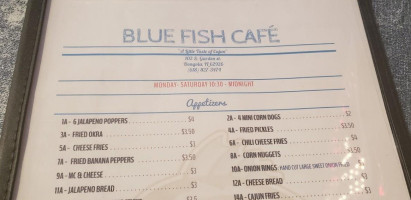 Blue Fish Cafe menu