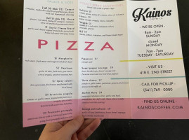 Kainos Coffee Pizza The Dalles menu