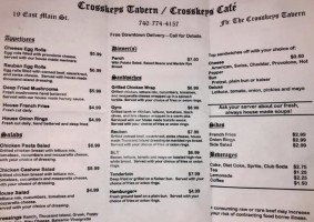 Crosskeys Tavern And 17 East menu