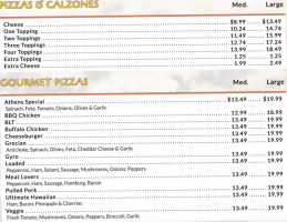 Athens Mediterranean Pizzeria menu