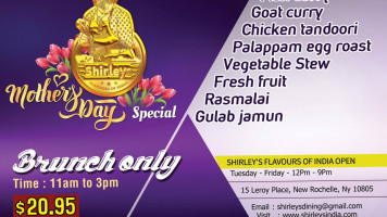 Shirley's Flavors Of India menu