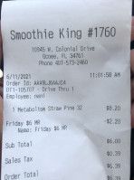 Smoothie King menu