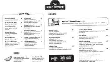 Blind Butcher menu