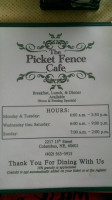 Picket Fence Cafe menu