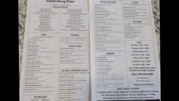 Saylorsburg Pizza menu