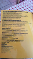 The Oasis Cafe menu