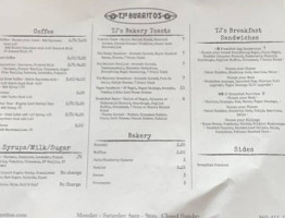 Tj's Burritos menu