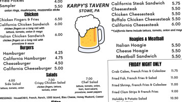 Karpy's Tavern menu