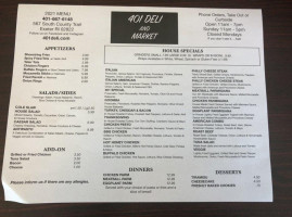 401 Deli menu