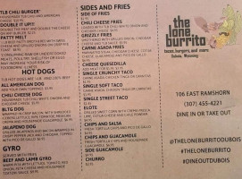 The Lone Burrito menu