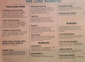The Lone Burrito menu