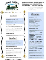 Long Drive Supper Club menu