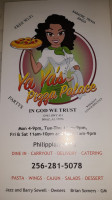 Yaya's Pizza Palace menu