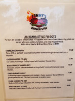 Tommy's Burger Stop menu