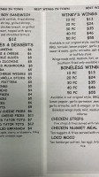 Winky's Wings menu