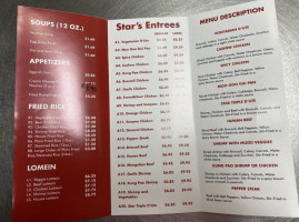 Star Chinese Cafe menu