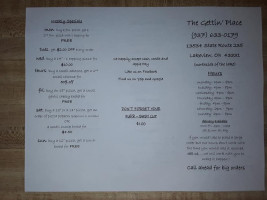 The Gettin' Place menu