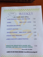 L H And Grill Llc menu