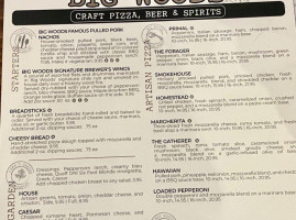 Big Woods Pizza menu