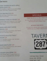 Tavern 287 menu